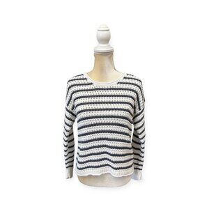 Madewell Striped Open-Stitch Austen Pullover Sweater Size Xs Extra Small White